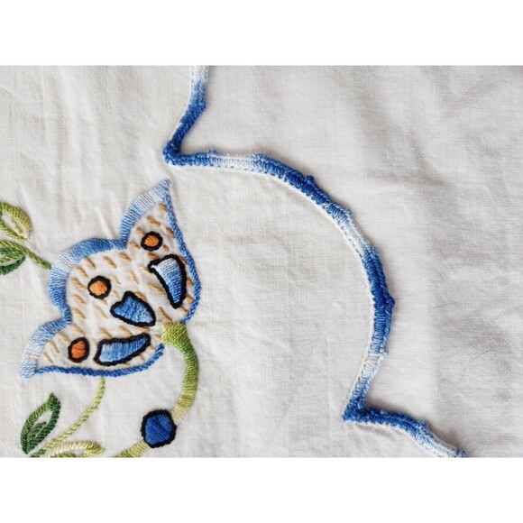 Embroided Pillowcases, Edged With Tatting, Pair 20 X 26 - Picture 3 of 4